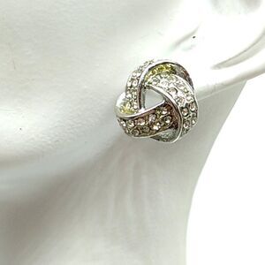Love Knot Post Earrings Silver-tone & Crystal Pave